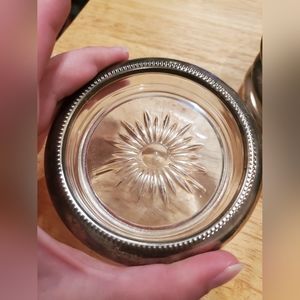 Vintage Italian 1940s Leonard Silver Plated Glass Coasters - Set of 8